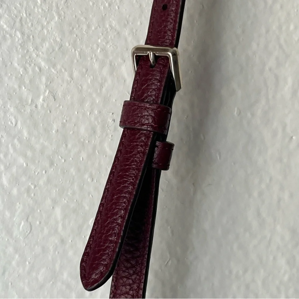 Kate Spade Pebbled Leather Crossbody Should Purse Bag-Burgundy/Maroon-Preppy-Wmn